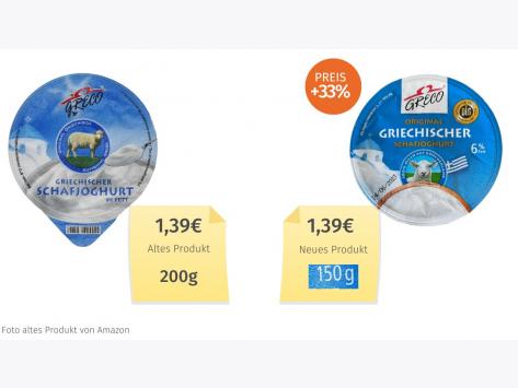 Greco Original griechischer Joghurt aus pasteurisierter Schafmilch (2023) Alt-Neu-Vergleich