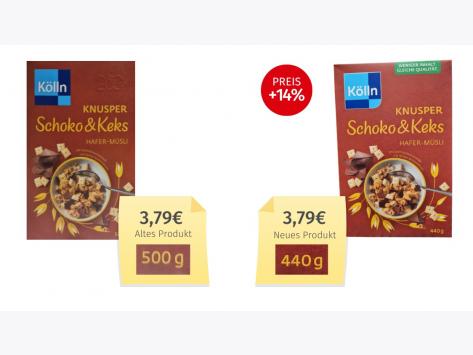 Kölln Knusper Schoko & Keks Hafer-Müsli (2025) Alt-Neu-Vergleich