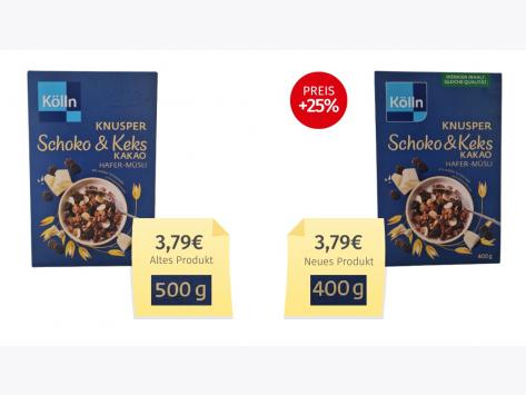 Kölln Knusper Schoko & Keks Kakao Hafer-Müsli (2025) Alt-Neu-Vergleich