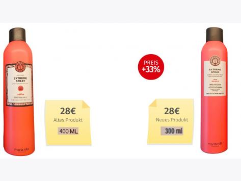 Mogelpackung: Maria Nila Extreme Spray (2025) Alt-Neu-Vergleich