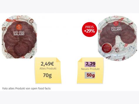 Mogelpackung: Wiltmann Rein Rind Salami (2025) Alt-Neu-Vergleich