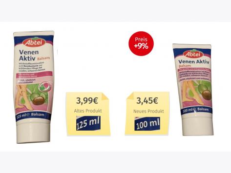 Mogelpackung: Abtei Venen Aktiv Balsam (2026) Alt-Neu-Vergleich