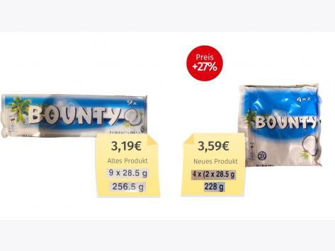 Mogelpackung: Bounty Multipack (2026) Alt-Neu-Vergleich