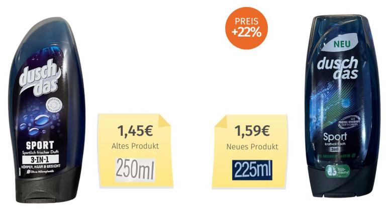 Duschdas: Vergleich alt-neu-250g-225g