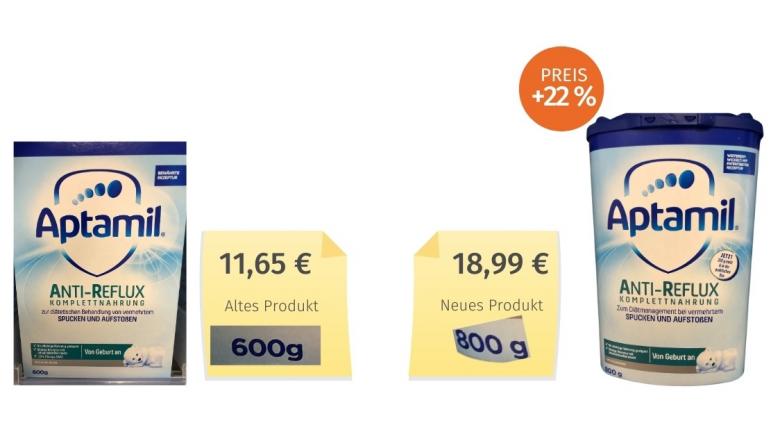 Mogelpackung: Aptamil Anti-Reflux (2020) Alt-Neu-Vergleich