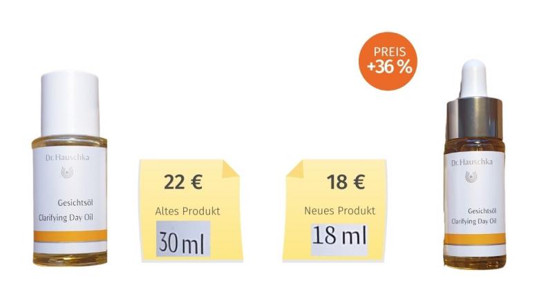 Mogelpackung: Dr. Hauschka Gesichtsöl (2020) Alt-Neu-Vergleich