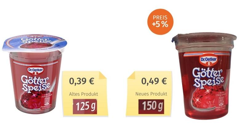 Mogelpackung: Dr. Oetker Götterspeise (2021) Alt-Neu-Vergleich