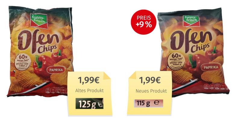 Mogelpackung: Funny-Frisch Ofenchips Paprika (2026) Alt-Neu-Vergleich