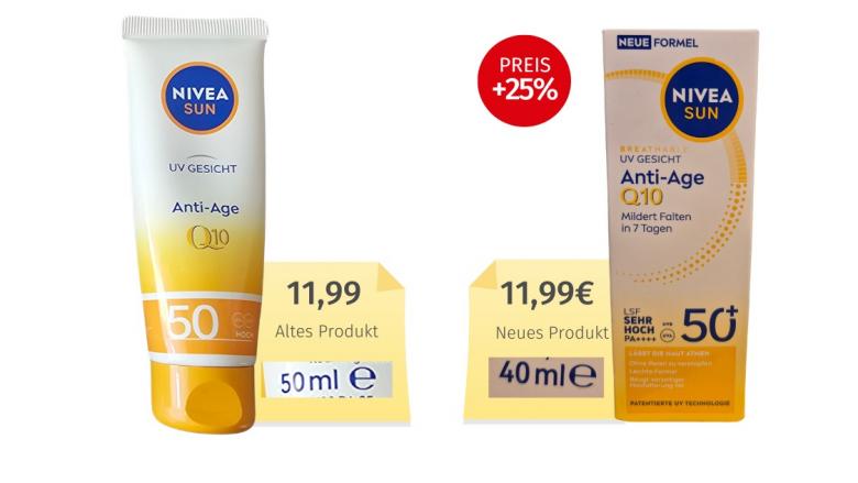 Mogelpackung: Nivea Sun Anti-Age LSF 50+ (2026) Alt-Neu-Vergleich