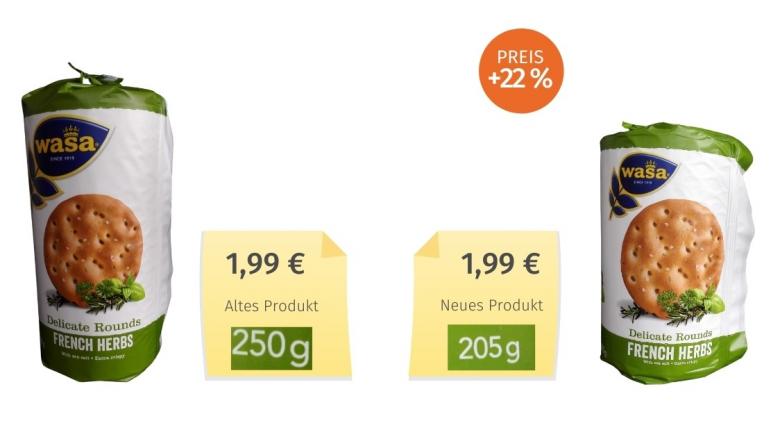 Mogelpackung: Wasa french herbs (2019) Alt-Neu-Vergleich