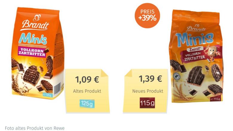 Brandt Minis Vollkorn Zartbitter (2022) Alt-Neu-Vergleich