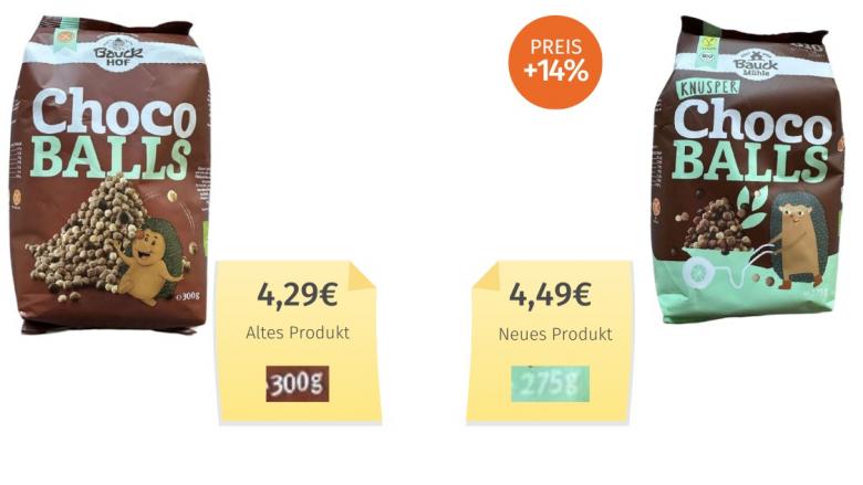 Bauck Mühle Choco Balls (2024) Alt-Neu-Vergleich
