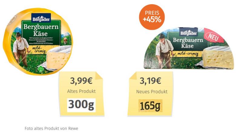 Bergader Bergbauern Käse mild-cremig (2024) Alt-Neu-Vergleich