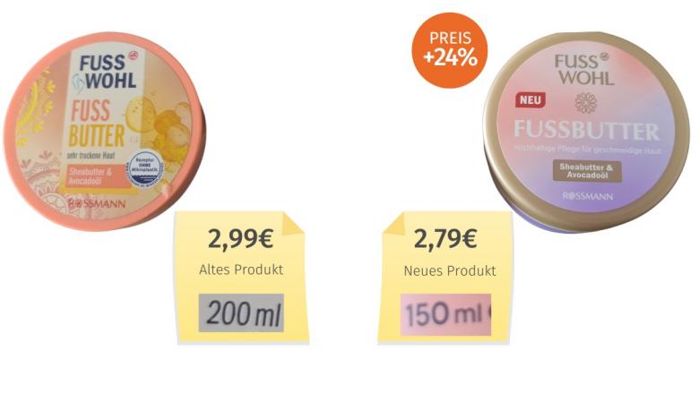 Fusswohl Fussbutter Sheabutter & Avocadoöl (2024) Alt-Neu-Vergleich