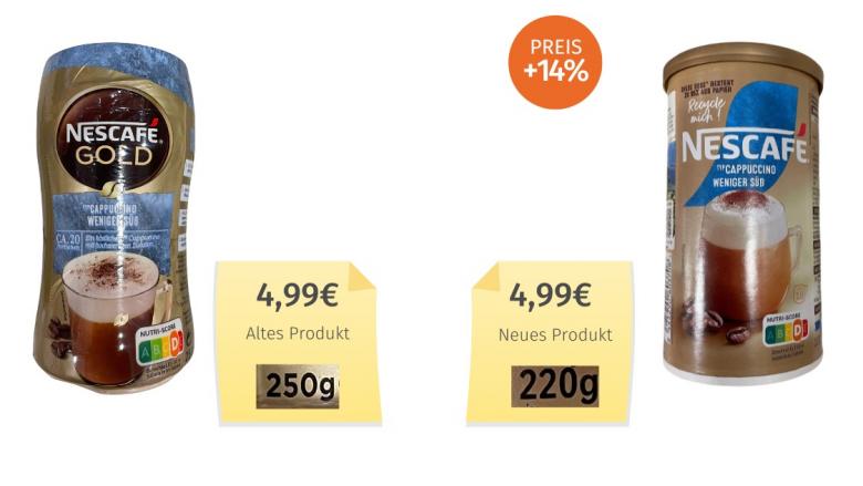 Nescafé Typ Cappuccino weniger süß (2024) Alt-Neu-Vergleich