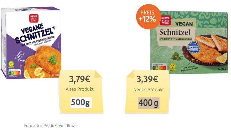 Rewe Beste Wahl Schnitzel vegan (2023) Alt-Neu-Vergleich