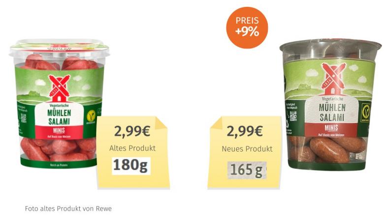 Vegetarische Mühlen Salami Minis (2023) Alt Neu Vergleich