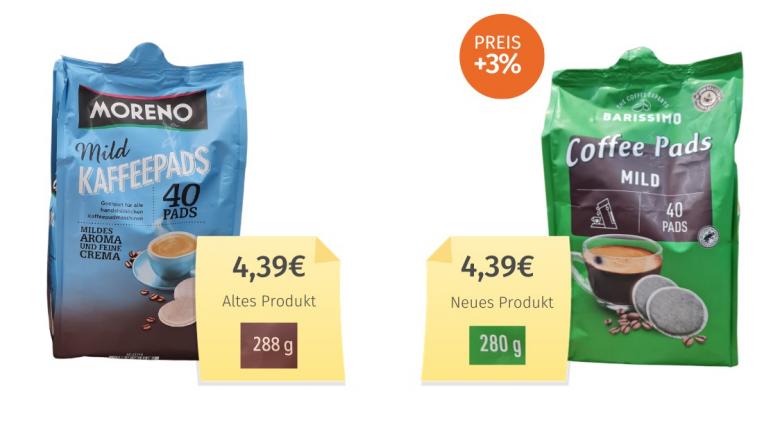Barissimo Kaffeepads (2023) Alt-Neu-Vergleich