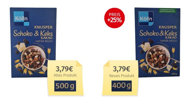 Kölln Knusper Schoko & Keks Kakao Hafer-Müsli (2025) Alt-Neu-Vergleich