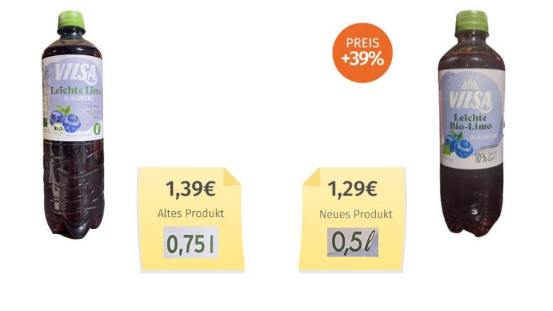 Vilsa Leichte Bio-Limo Blaubeere (2025) Alt-Neu-Vergleich
