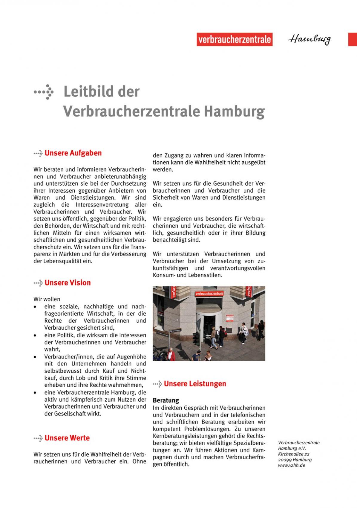 Leitbild der Verbraucherzentrale Hamburg