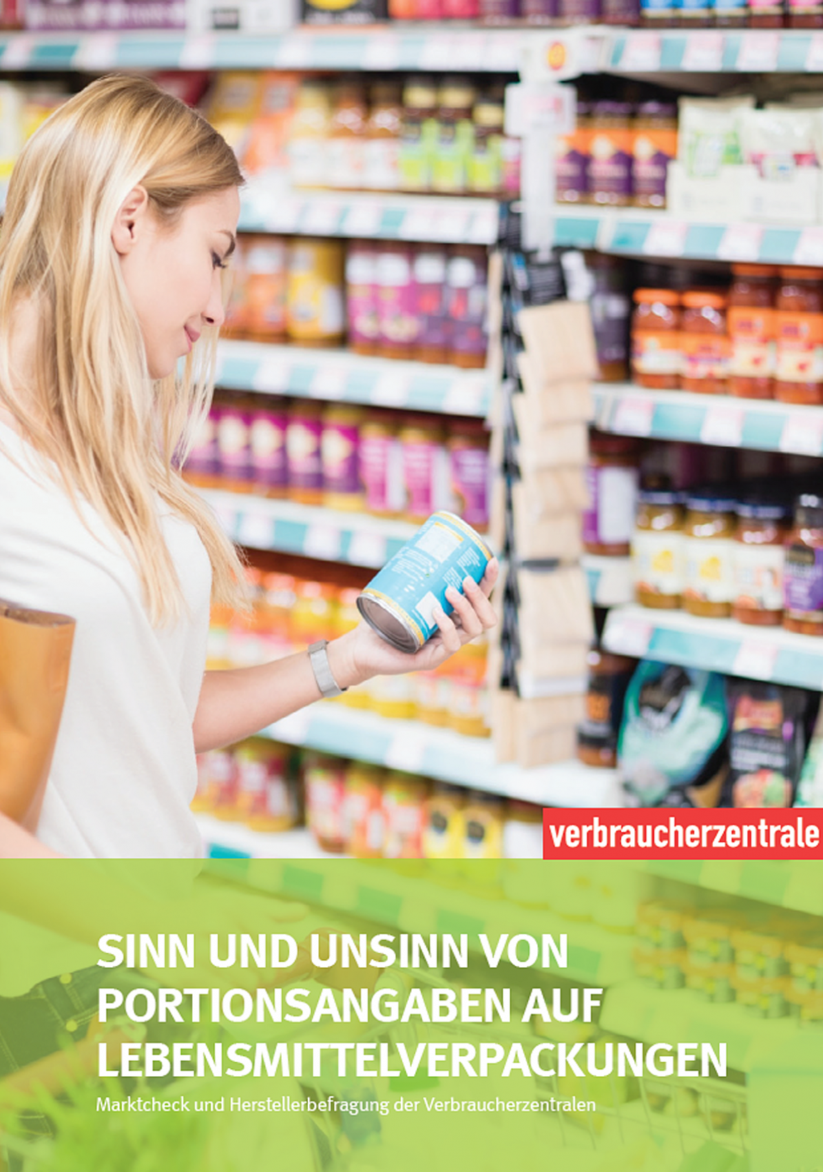 Cover des Untersuchungsberichts zu Portionsgrößen auf Lebensmittelverpackungen (2018)