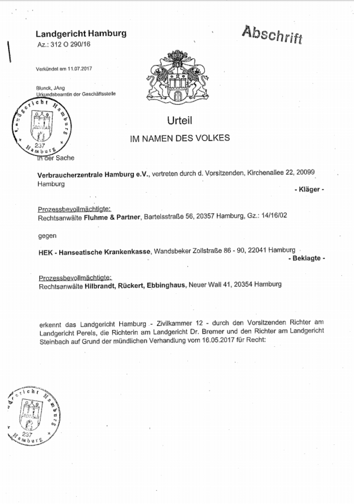 Hanseatische Krankenkasse Verurteilt Verbraucherzentrale Hamburg