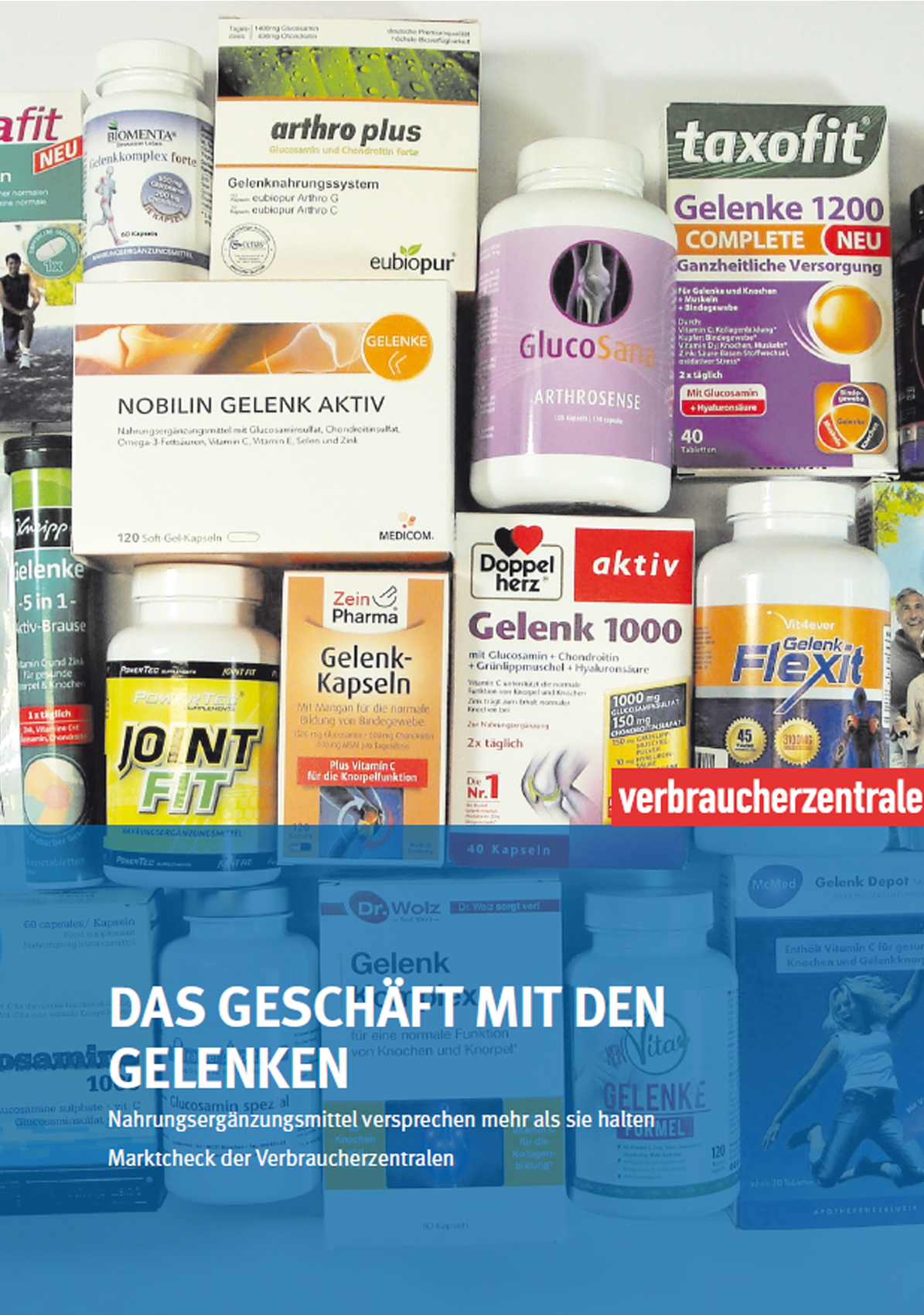 Cover des Ergebnisberichts zum Marktcheck zu Gelenkmitteln